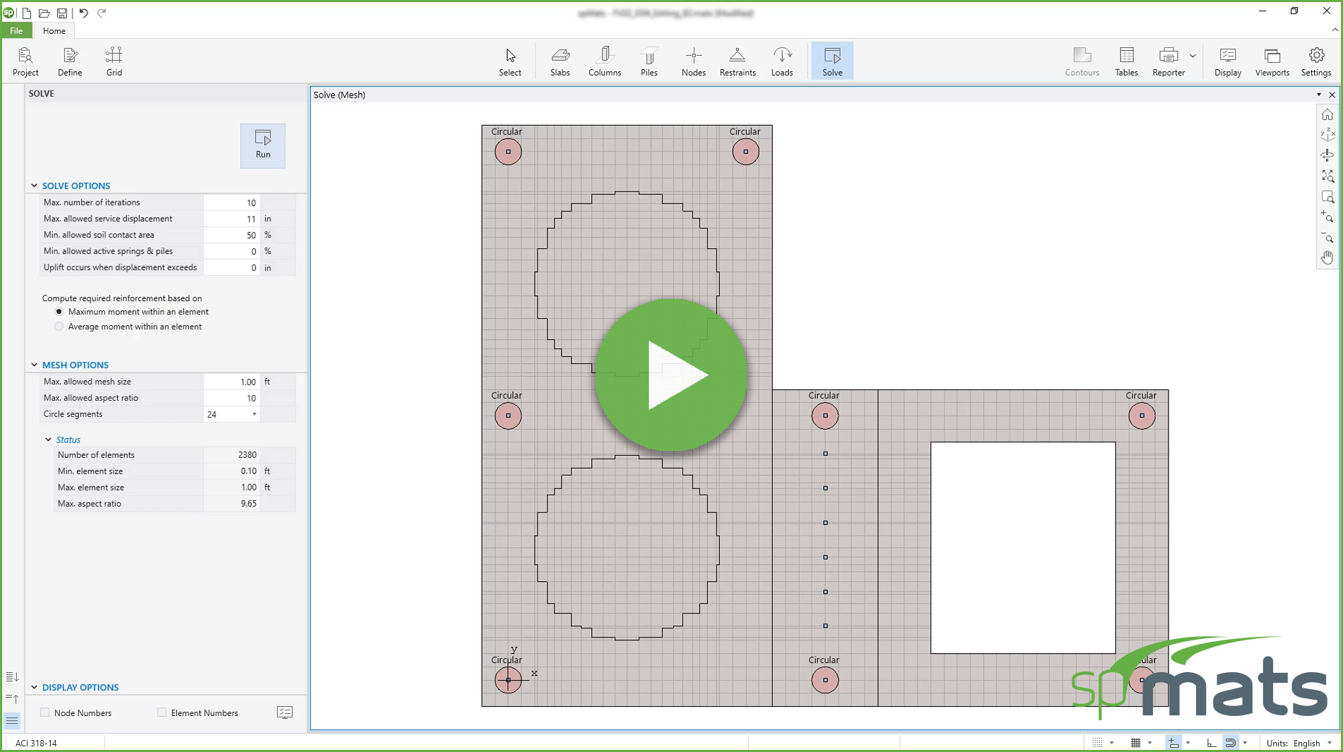 Solve Options, Mesh Optimization, Graphical Results and Tables